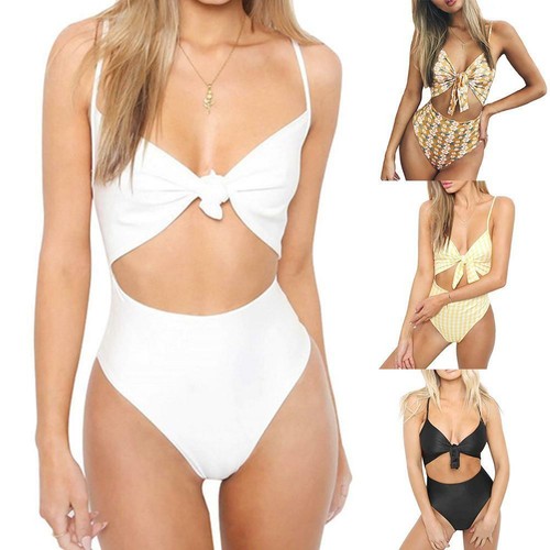 Womens High Waist Striped One Piece Bandage Monokini Swimwear Swimsuit Bikini