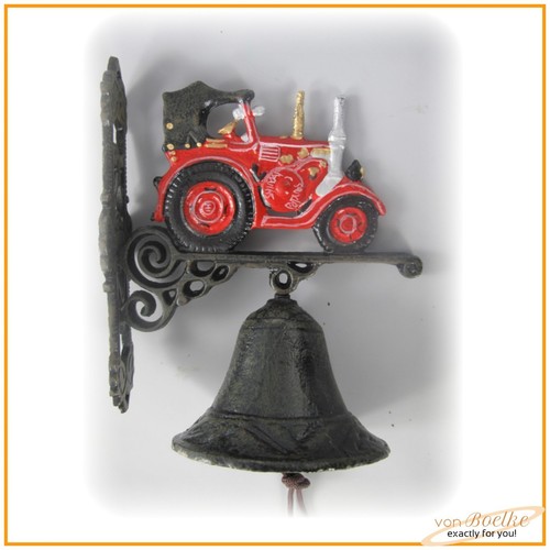 Trecker Traktor Oldtimer Glocke Gusseisen Wandglocke Garten Tür Deko Antik TOP