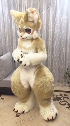 Long Fur Husky Dog Fox Mascot Costume Fursuit Halloween Suit Cosplay #101