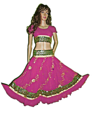 Sequin Embroidered Skirt-Top Set Bollywood Dancing Costume Belly Dance Tribal 