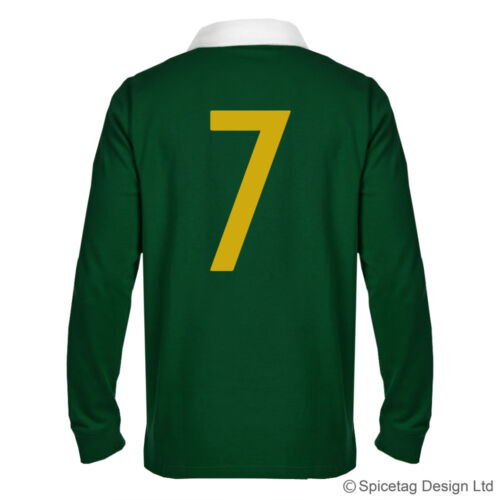 Retro 70s South Africa Rugby Jersey African Springboks Green Numbers Sweater Top