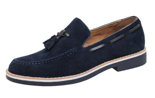 Mocassini uomo Class blu scamosciati casual eleganti slip on scarpe man/'s shoes