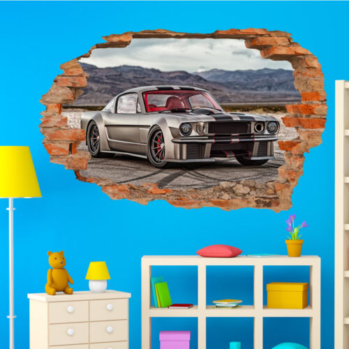 COOL MUSCLE CAR MUSTANG WALL STICKERS 3D ART MURAL POSTER DECAL ROOM DECOR TB7 