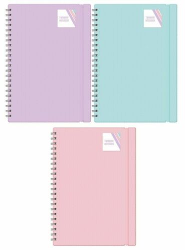 A5 Pastel Notebook Plastic Cover Spiral Bound Lined Pages Note Book Home College