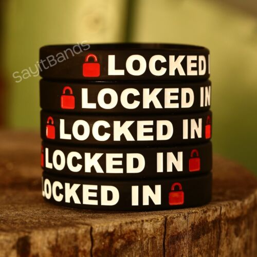 2 LOCKED IN Silicone Wristbands Inspirational Gym Wrist Bands Sports Bracelets