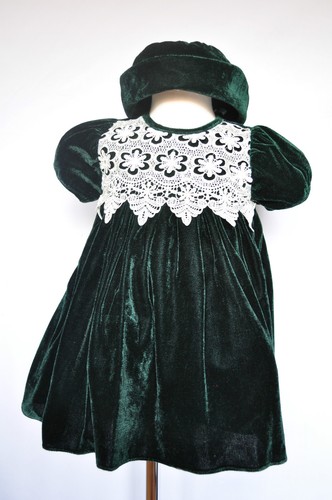 Hunter Green Baby Girl Toddler Holiday Formal Dress Wedding 6M 12M 18M 36M