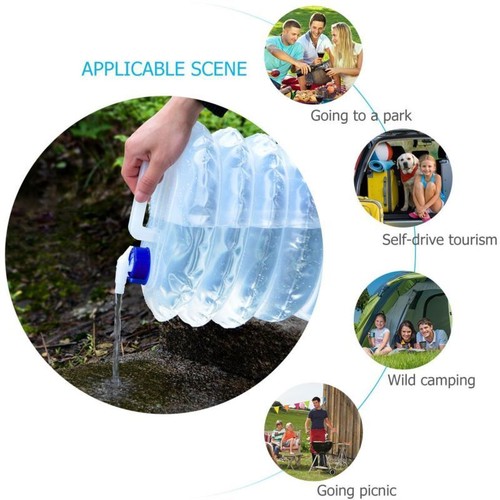 15L Bidón//contenedores de Agua Portátiles Plegables para Acampada Senderismo