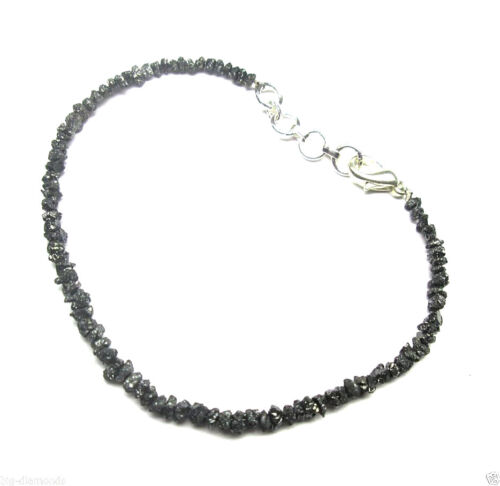 Black Rough Uncut Diamond Bracelet 925 Silver