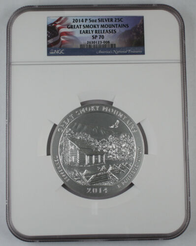 2014 P Great Smoky Mountains America the Beautiful 5 Oz Silver Coin SP70 NGC ER