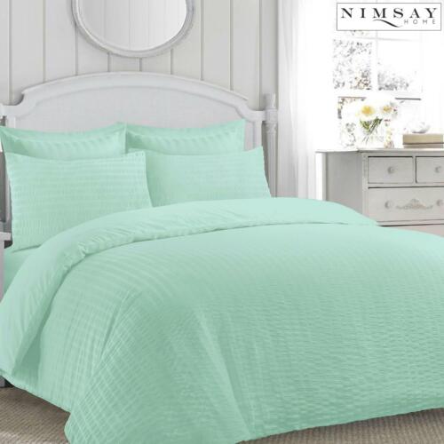 Ruched Seersucker Duvet Cover jasmine Stripe Pillowcases Bed linen Quilt Bedding