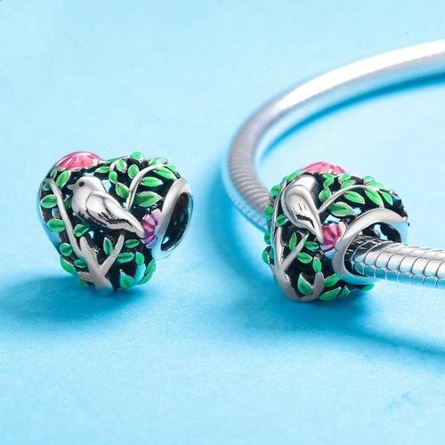 À faire soi-même Argent Birdie Européen CZ Charme Cristal Spacer Beads Fit Collier Bracelet