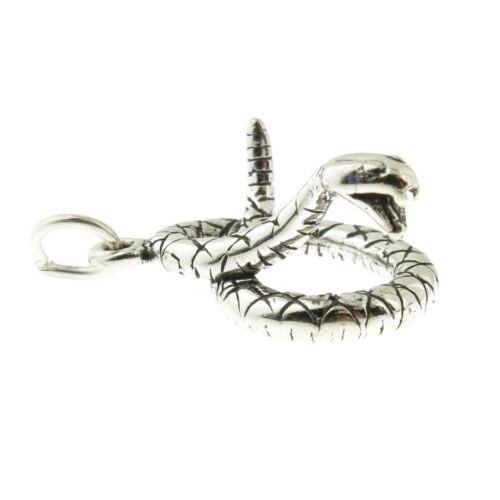 925 Sterling Silver 3D Rattlesnake Charm Made in USA 