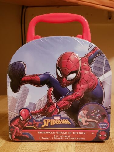 Details about  &nbsp;Spider-Man Sidewalk Chalk Box Includes 1 Eraser, 1 Stencil, 10 Chalk Sticks!