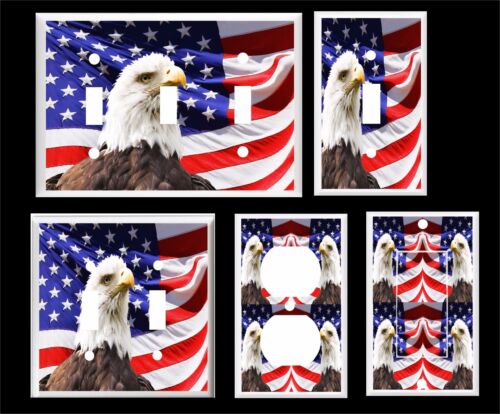 AMERICAN FLAG BALD EAGLE PATRIOTIC  LIGHT SWITCH COVER PLATE