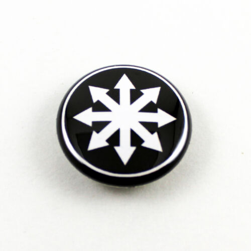 CHAOS Star 1 Inch Pinback Button White/Black Moorcock GWAR Punk Metal Symbol 