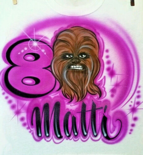 Chewbacca & Name Sizes 6 months - Adult 5XL Custom Airbrushed Star Wars Shirt 