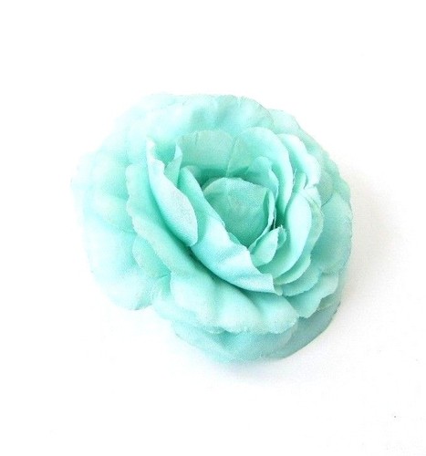 Turquoise Camellia Flower Hair Clip Rockabilly 1950s Fascinator Rose Floral 5407