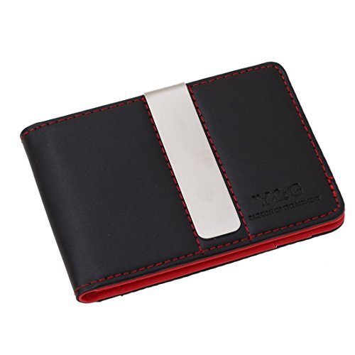 ❤ Slim Minimalist Wallet Men Money Clip Credit Card Holder Black Red Front Pocke