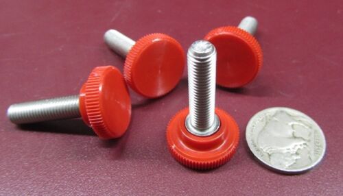 10Pc Plastic Red Stainless Thumb Screw 3/4" Head Dia x  1/4"-28  x 1.0" Length 