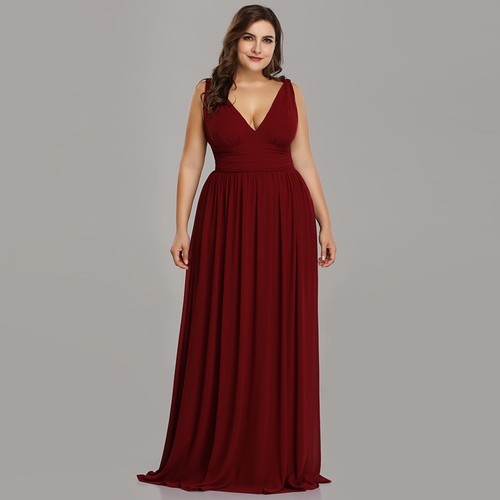 Ever-Pretty US Plus Size Long Double V-neck Evening Dress Bridesmaid Gowns 09016