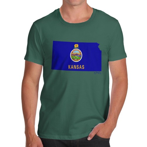 Twisted Envy Men/'s Kansas USA State Flag Premium Cotton T-Shirt