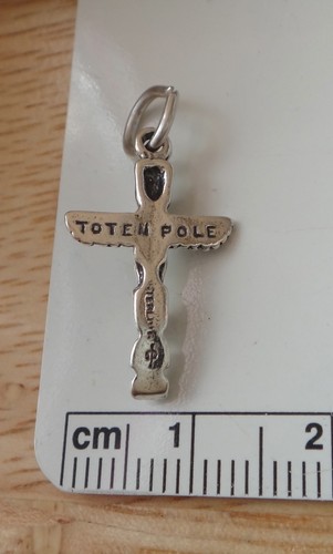 Sterling Silver 3D Indian Eskimo says Totem Pole Charm