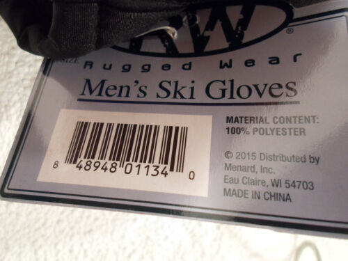 New Cold Weather Gloves Mens Ski Winter Snow Waterproof Large Plain Black