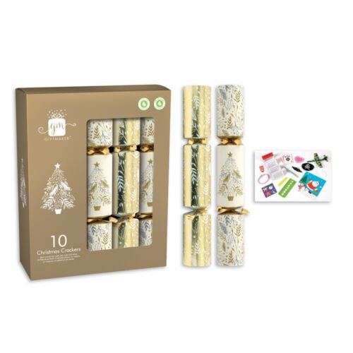 Traditionnel De Noël Crackers Set Boîte de 10 en plastique x28cm Cadeau Gratuit Chapeau Snapper