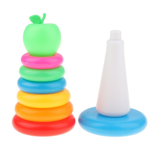 Kids Baby/'s Bath Toy Set Gift 7 Colorful Stacking Rings with a Green Apple