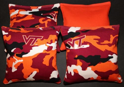 Virginia Tech Univeristy Hokies Cornhole Bean Bags 4 ACA Camo V Tech Toss Bags 
