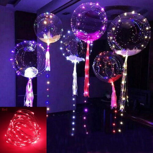 20" Luminous Led Balloon Transparent Round Bubble Christmas Decor 3m LEDs Rope 