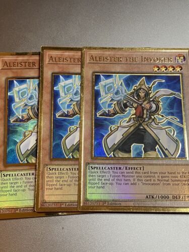 Aleister The Invoker playset MAGO-EN016 1st edition gold rare Yugioh card x3