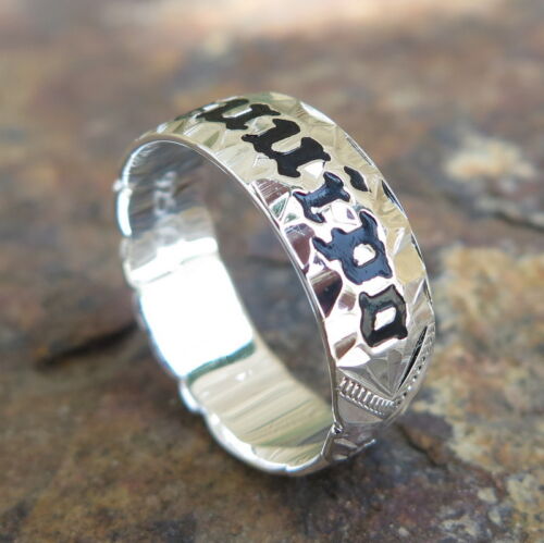Hawaiian 925 Sterling Silver Black KUUIPO Jewelry Wedding Ring Band 8mm SR1076
