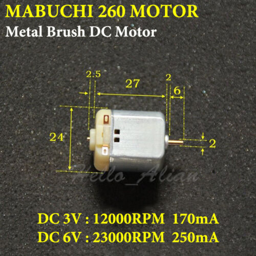 Pour Mabuchi moteur 260 DC 3 V 6 V 23000 tr/min High Speed Metal Brosse DC Jouet Voiture Moteur 