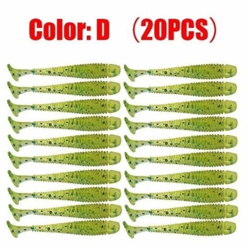 Details about   20Pcs Jig Wobblers Worm Soft Lures 48mm 0.7g Fishing Artificial Silicone Bait 