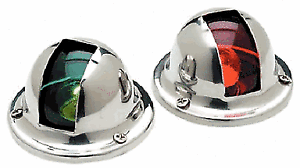 New Pair of Stainless Steel Nav Red and Green Bow Navigation Lights for Boats SS 