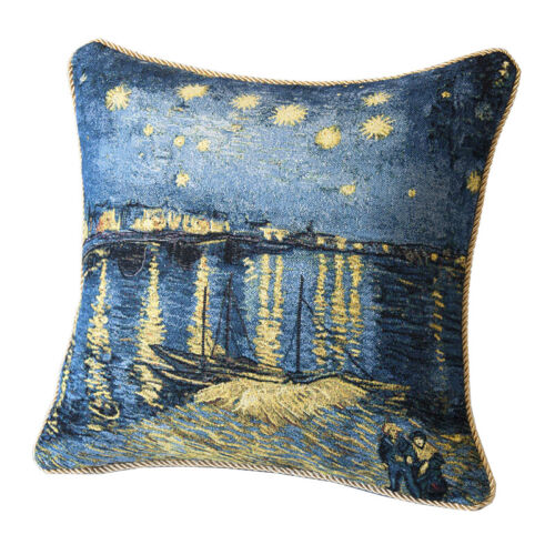 Van Gogh Starry Night Over the Rhone Pillow Cushion Cover Home Decor 100% Cotton 