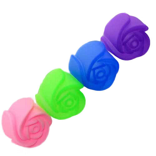 10Pcs Silicone Rose Flower Muffin Cookie Cup Cake Baking Mold Maker Mould @y