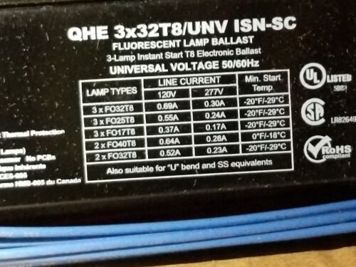 Lot 2 Osram Sylvania QHE 3x32T8//UNV ISN-SC Electronic M-volt Fluorescent Ballast