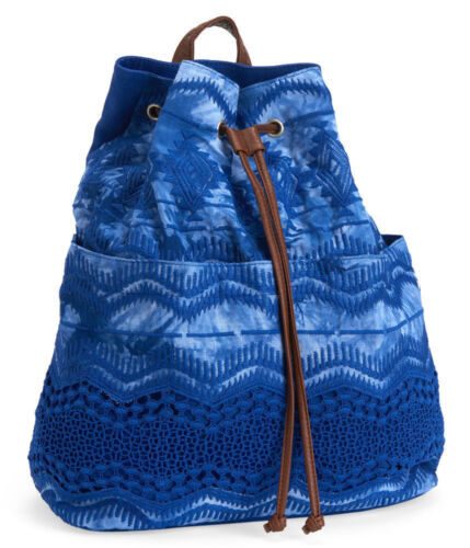 New Aeropostale Blue Crochet Tie-Dye Cinch Full Size Pull-string Backpack 