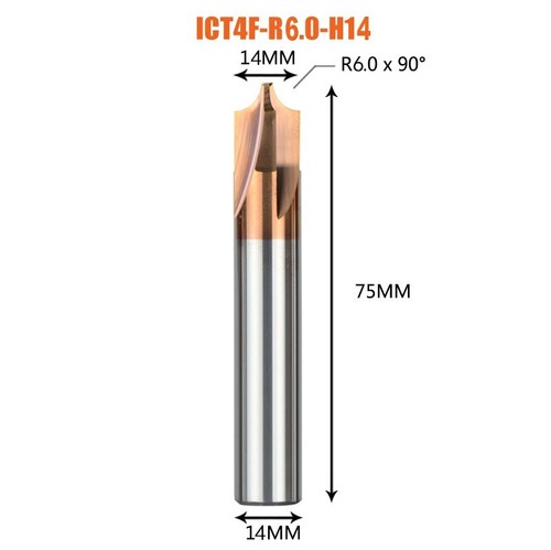 1 pcs solid carbide chamfer tool milling cutter 4 flute inner Arc R0.5 R5.0