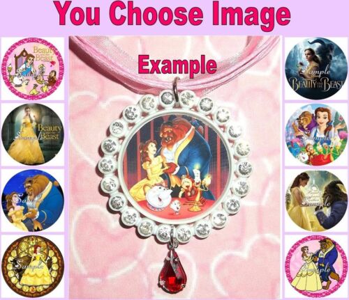 BEAUTY and the BEAST Children’s Rhinestone Ribbon Necklace U Choose Image Disney 