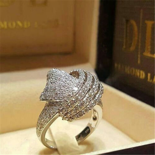 Fashion Women Jewelry 925 Silver White Sapphire Ring Wedding Bridal Gift Sz 5-10 