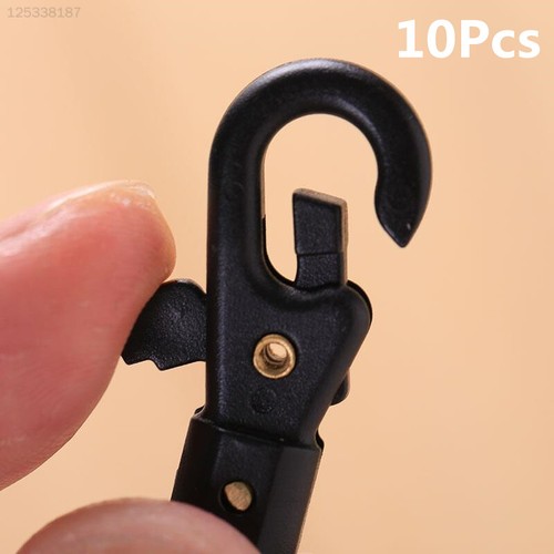 4B1C 10Pcs Plastic Black KeyChain Key Hook Clamp Clip Camping Hiking Safety