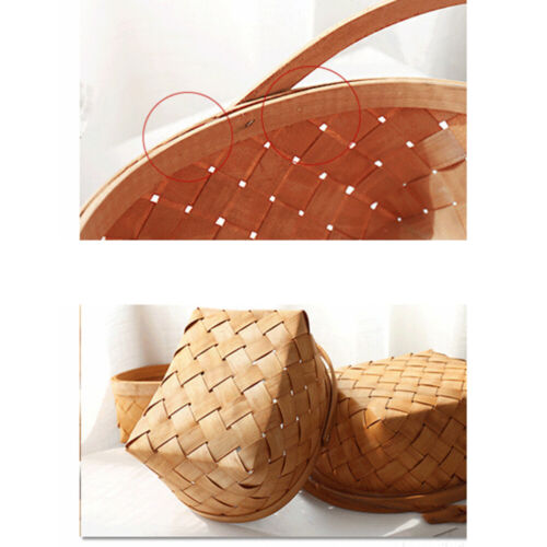 Weaving Handmade Rattan Wicker-Storage Basket Fruit Food Picnic Storage Box Tray 