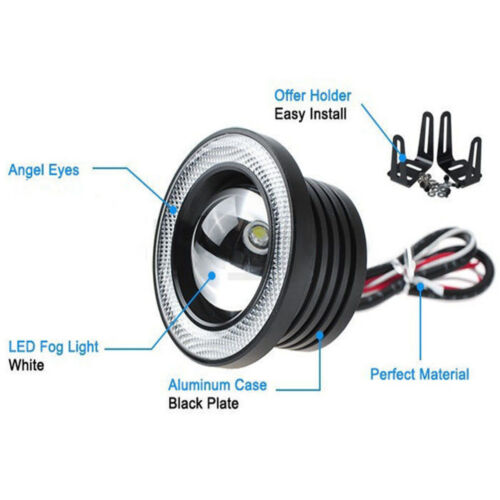 2pcs 3.5" COB LED Fog Light Projector Car White Angel Eyes Halo Ring DRL Bulbs 