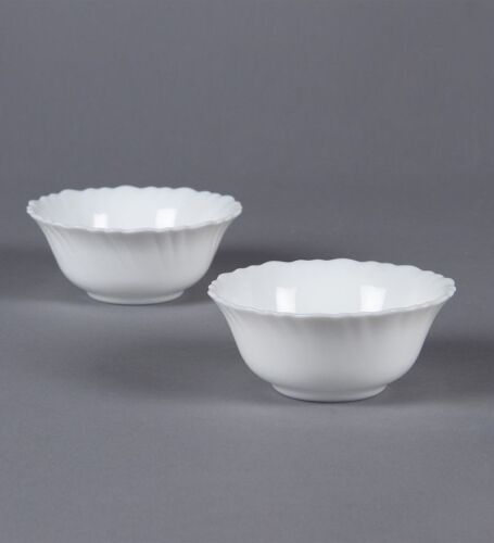 12 X fluted White CERAMIC Soup Pasta Cereal Bowls Wide & DEEP- 15 CM (6&#034;),310 ML