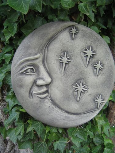 Moon and Stars wall plaque stone garden ornament 