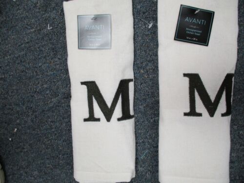 TWO EMBROIDERED MONOGRAM KITCHEN TOWEL--LETTER M BY AVANTI LINENS BRAND NEW