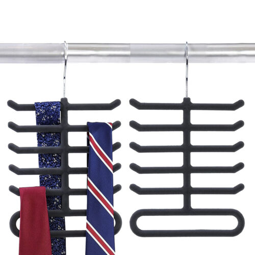 Velvet Fishbone Neck Tie Hanger Belts Hangers Rack Shawl Scarf Closet Holders 